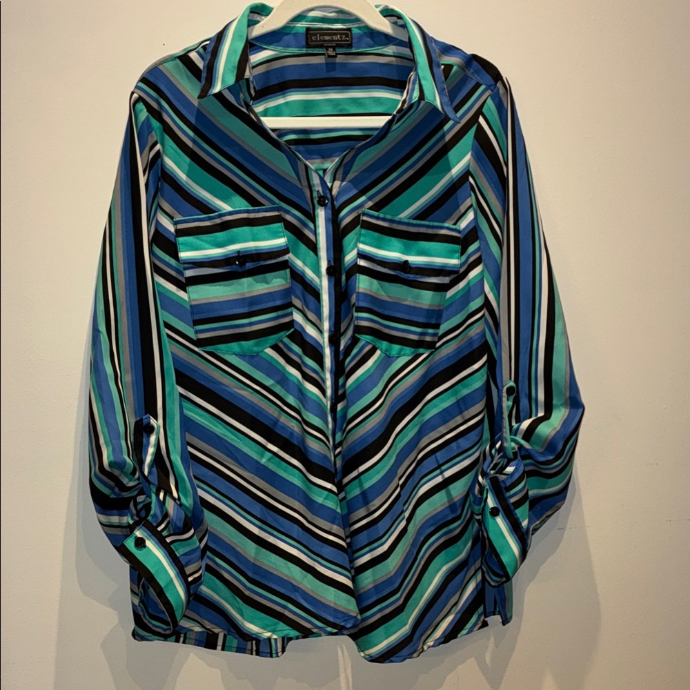 Elementz Multicolor Striped Button Down Shirt - image 1